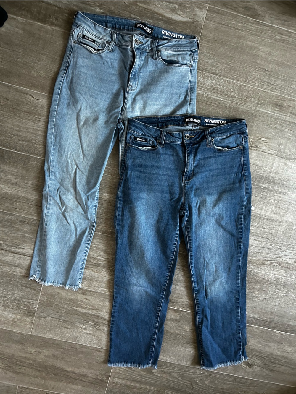 Two Dkny Jeans women’s Slim Straight Crop Jeans in Dark and Light Blue